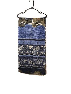 VTG Italian Silk Sunflower Scarf Oblong with Soft Fringes Romantic Cottagecore